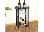 The Living Store Portabottiglie Per 9 Bottiglie Con Portabicchieri A Stelo In Metallo