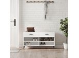 The Living Store Panca Per Scarpe Bianco Lucido 102X35X55 Cm Materiale A Base Di Legno