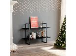 The Living Store Libreria 2 Scomparti Nero 100X30X70 Cm Materiale A Base Di Legno