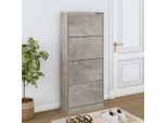 The Living Store Scarpiera Cemento Grigio 63X24X147 Cm Materiale Legno