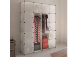 The Living Store Armadio Componibile A 14 Scomparti Bianco 37X146X180,5 Cm