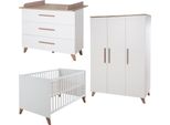 Roba Cameretta Per Bambini 3 Pezzi Ole - Lettino 70 X 140 Cm Trasformabile + Fasciatoio Con 3 Cassetti + Armadio Per Bambini - Maniglie E Piedi In Legno Massiccio