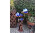 Fiore Di Vetro In Acciaio Inox Flower Magic, 120 Cm, Blu