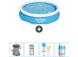 Piscina Gonfiabile Rotonda Bestway Fast-Set - 305 X 66 Cm - Blu - Inclusa Pompa - Filtro - Strisce Reattive - Cloro