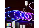 Clanmacy Neon Striscia Led Dimmerabile 2M, Striscia Led Al Neon Rgbic, Controllo App E Telecomando, Sincronizzazione Musicale Del Timer, Con Alexa E Google Assistant, Decorazione Per Interni Ed Esterni