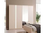 Armadio Ad Ante Battenti Dast 223X55X210Cm Beige A 4 Ante Con Illuminazione Led