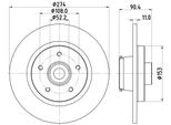 Hella 8DD 355 133-851 - Oe 4154200102 Disco Freno Per Citan (W415), Kangoo (Kw), Kangoo (Fw)