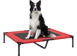 Pawhut Cuccia Per Cani Rialzata, Cuccia Per Animali Domestici, Cuccia Per Cani Da Esterno, Giaciglio Traspirante, Per Cani Di Grossa Taglia, Campeggio, Oxford, Rosso, 92 X 76 X 18 Cm