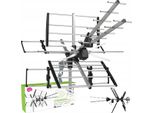 Vayox Antenna Esterna H/V Vhf Uhf VA0084 | 4K | DVB-T/T2 | 75Ohm | 80 Km | Argento/Nero