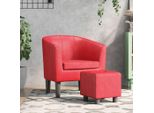 The Living Store Sedia Club Con Poggiapiedi In Ecopelle Rossa