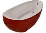 Vasca Da Bagno Freestanding, 170 Cm, Acrilico, Click-Clack + Sifone, Bianco/Rosso, Gianna