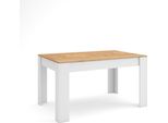 Tavolo Da Pranzo, 140X90X76Cm, Per 6 Persone, Tavolo Cucina, Rovere E Bianco