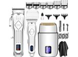 Haarschneidemaschine,Haarschneider Kit(Silber)Profi Haarschneider,Akku-Friseur,Bartschneider,Elektrorasierer Set Pflegesets Wasserdicht