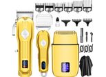 Haarschneidemaschine,Haarschneider Kit(Gold)Profi Haarschneider,Akku-Friseur,Bartschneider,Elektrorasierer Set Pflegesets Wasserdicht