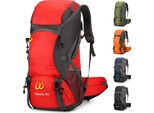 Zaino Da Trekking 50L Uomini Donne Zaino Da Trekking Con Copertura Antipioggia Zaino Da Viaggio Zaino Da Trekking All'aperto Per Escursioni Campeggio Alpinismo Viaggi Sport, Rosso