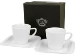 Duo White Collection Set Di 2 Tazze Da Espresso Infinity 80 Ml Con Piattino Nuova Porcellana Bone China