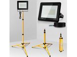 Clanmacy 100W Led Proiettore Da Costruzione Proiettore Treppiede Proiettore Da Esterno Luce Da Lavoro Proiettore Da Costruzione IP66 Impermeabile Bianco Caldo