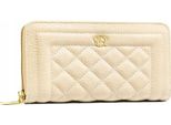 Rovicky | Portafoglio Trapuntato, Con Zip Grande, Da Donna, Beige, 20X10 Cm
