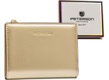 Peterson | Portafoglio Piccolo, Con Bottone A Pressione E Cerniera, Da Donna, In Pelle Ecologica, Oro, 12,5X9 Cm