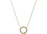 New Bling 9NB-0949 Collana In Argento Con Ciondolo - Donna - Zirconi - Rotondo E Rettangolo - Cerchio - 18 Mm - Bianco/Verde Oliva - Maglia Ad Ancora - 1,35 Mm - 40 + 5 Cm - Argento - Placcato Oro (Placcato Oro/Oro Su Argento)
