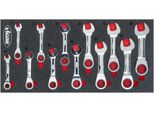 Vigor V5075 Set Di Chiavi Combinate A Cricchetto ∙ Corte ∙ Profilo Esagonale Esterno, Profilo Esagonale Doppio Esterno ∙ 8 - 19 ∙ Numero Di Utensili: 12