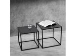 Set Di Tavolini Da Salotto Set Di 2 Tavolini Da Caffè Tavolino Da Salotto Di Forma Quadrata Comodino Tavolino Decorativo Struttura In Metallo Design Industriale Nero [It.Casa]