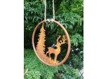 Appendino Decorativo In Acciaio Inox Con Cervo E Albero, Testa Girata