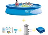 Piscina Intex Easy Set - 396 X 84 Cm - Include Il Pacchetto Di Manutenzione Ways, La Pompa Di Filtraggio E Il Telo Di Fondo