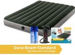 Intex Prestige Downy - Materasso Ad Aria - Dubbio - Con Kit Di Riparazione E Pompa A Mano - 191X137X25 Cm - Pvc - Verde