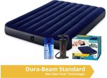 Intex Classic Dura-Beam - Materasso Ad Aria - Doppio - Con Kit Di Riparazione E Pompa A Mano - 203X152X25 Cm - Pvc - Blu