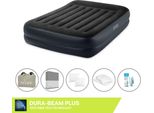 Intex Airbed - 2 Persone - 152 X 203 X 42 Cm - Blu - Con Pompa, Lenzuola Antracite, Cuscino, Federe Molton 2 In 1 E Set Di Riparazione