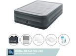 Letto Ad Aria Intex - 2 Persone - 152 X 203 X 33 Cm - Grigio - Con Pompa Incorporata, Lenzuola Antracite, Cuscino, Federe Molton 2 In 1 E Set Di Riparazione