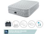 Letto Ad Aria Intex - 2 Persone - 152 X 203 X 51 Cm - Grigio - Con Pompa Incorporata + Lenzuola Bianche + Cuscino + Federe Molton 2 In 1 + Set Di Riparazione