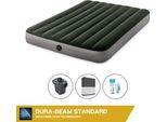 Letto Gonfiabile Intex - 2 Persone - 137 X 191 X 25 Cm - Verde + Pompa Elettrica Intex - 650 Litri/Min + Lenzuolo Nero + Kit Di Riparazione