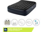 Letto Ad Aria Intex - 2 Persone - 152 X 203 X 42 Cm - Blu - Con Pompa + Lenzuola Bianche + Cuscino + Federe Molton 2 In 1 + Set Di Riparazione