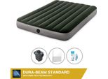 Letto Gonfiabile Intex - 2 Persone - 137 X 191 X 25 Cm - Verde + Pompa Elettrica Intex - 650 Litri/Min + Lenzuola Bianche + Kit Di Riparazione