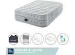Letto Ad Aria Intex - 2 Persone - 152 X 203 X 51 Cm - Grigio - Con Pompa Incorporata + Lenzuola Antracite + Cuscino + Federe Molton 2 In 1 + Set Di Riparazione