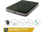 Letto Ad Aria Intex - 2 Persone - 137 X 191 X 25 Cm - Verde + Pompa Elettrica Intex - 650 Litri/Min + Lenzuola Bianche + Cuscino + Federe Molton 2 In 1 + Set Di Riparazione