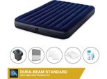 Letto Gonfiabile Intex - 2 Persone - 152 X 203 X 25 Cm Cm - Blu + Pompa Elettrica Intex - 650 Litri/Min + Lenzuola Antracite + Cuscino + Federe Molton 2 In 1 + Set Di Riparazione