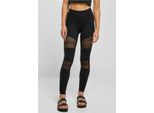 DáMské Leginy Urban Classics Donna Leggings Con Inserto In Pizzo All'uncinetto Nero - 4XL