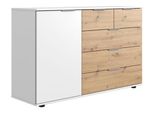 Cassettiera Combinata Gibraltar 130X41X90Cm Bianco / Rovere Artisan