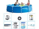 Piscina Intex Con Struttura Rotonda - 305 X 76 Cm - Blu - Include Copertura - Pompa Filtro Per Piscina - Filtro - Kit Di Pulizia - Sistema Di Acqua Salata -Per Piscina