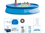 Piscina Gonfiabile Rotonda Intex Easy Set - 396 X 84 Cm - Blu - Include Tenda Da Sole - Pacchetto Manutenzione - Pompa Filtro Per Piscina - Filtro - Telo Di Fondo - Kit Pulizia