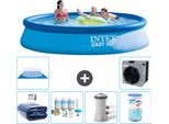 Piscina Gonfiabile Rotonda Intex Easy Set - 396 X 84 Cm - Blu - Include Tenda Da Sole - Pacchetto Manutenzione - Pompa Filtro Per Piscina - Filtro - Telo Di Fondo - Pompa Di Calore