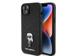 Karl Lagerfeld Custodia Fissa Glitter Metal Ikonik Per Iphone 15 Plus Nero