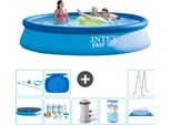 Piscina Gonfiabile Rotonda Intex Easy Set - 396 X 84 Cm - Blu - Include Copertura - Pacchetto Di Manutenzione - Pompa Filtro Per Piscina - Filtro - Telo Di Fondo - Kit Di Pulizia