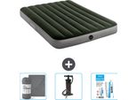 Intex Airbed - Letto Matrimoniale - 137 X 191 X 25 Cm - Verde - Include Lenzuola - Pompa E Kit Di Riparazione