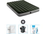 Intex Airbed - Letto Matrimoniale - 137 X 191 X 25 Cm - Verde - Include Lenzuola - Pompa E Kit Di Riparazione