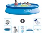 Piscina Gonfiabile Rotonda Intex Easy Set - 396 X 84 Cm - Blu - Include Copertura - Pompa Filtro Per Piscina - Filtro - Copertura Del Terreno - Kit Di Pulizia - Sistema Di Acqua Salata