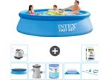 Piscina Gonfiabile Rotonda Intex Easy Set - 305 X 76 Cm - Blu - Include Copertura - Pompa Filtro Per Piscina - Filtro - Copertura Del Terreno - Kit Di Pulizia - Sistema Di Acqua Salata
